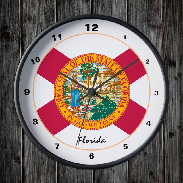 Horloge Ronde Florida &Florida  Flag trendy fashion /design USA (Créateur téléchargé)