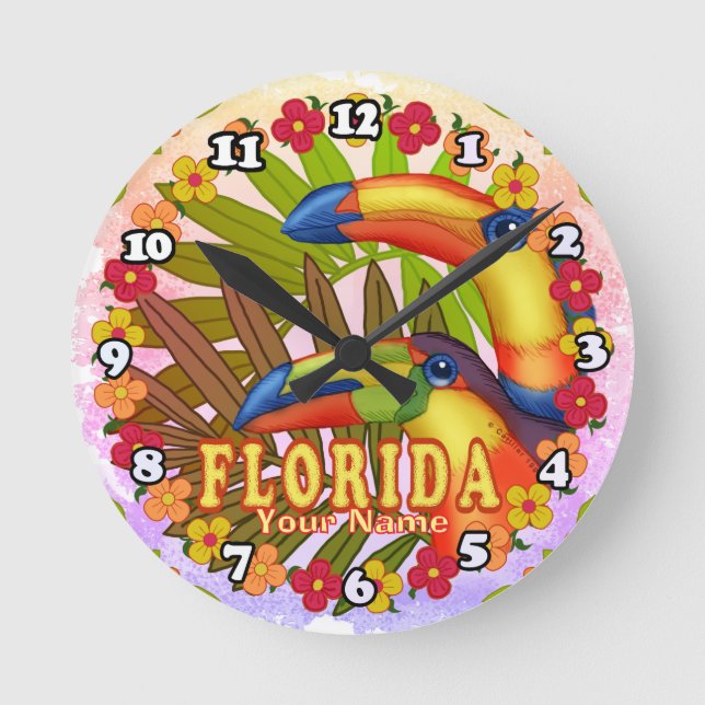 Horloge Ronde Floride Toucans (Recto)