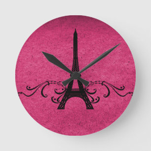 Horloge Ronde Flourish vintage rose de Français