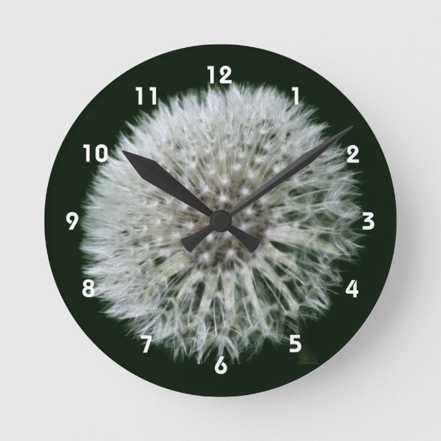Horloge Ronde Fluffy White Dandelion Flower (Recto)