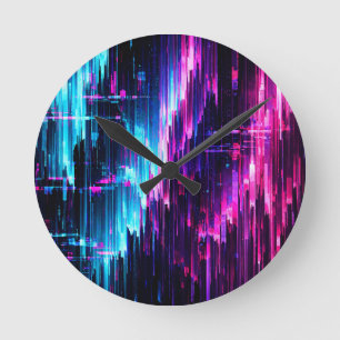 Horloge Ronde Flux de données de pépin néon abstrait