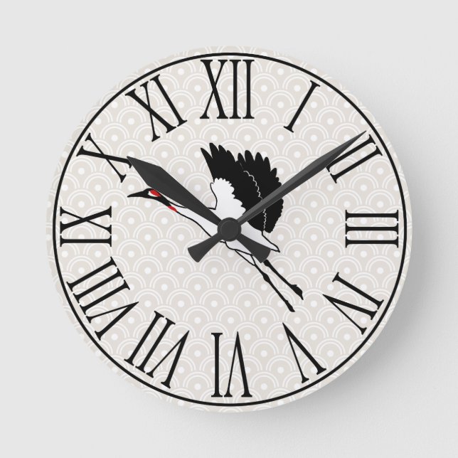 Horloge Ronde Flying Crane et Taupe Scallops (Recto)