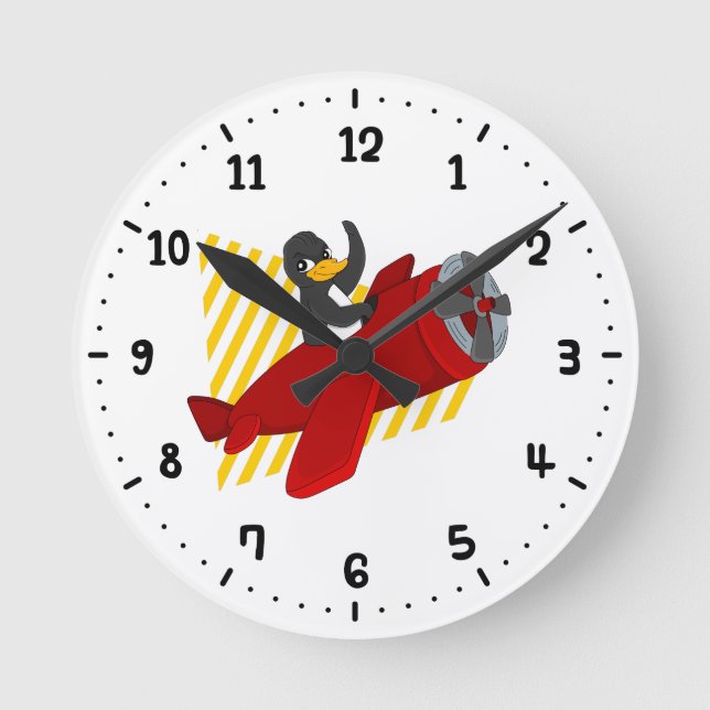 Horloge Ronde Flying penguin cartoon round clock (Recto)