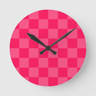 Horloge Ronde Fond à carreaux roses