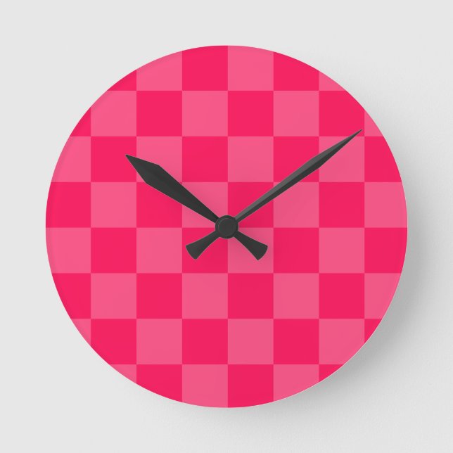 Horloge Ronde Fond à carreaux roses (Recto)