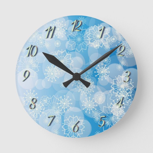 Horloge Ronde Fond de flocon de neige (Recto)