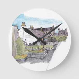 Horloge Ronde Footdee Aberdeen Village de pêcheurs aquarelle