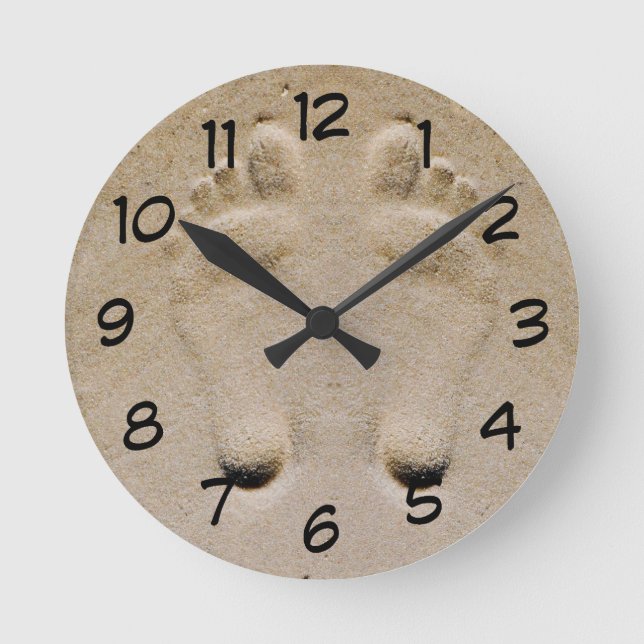 Horloge Ronde Footprints in the sand novelty clock (Recto)