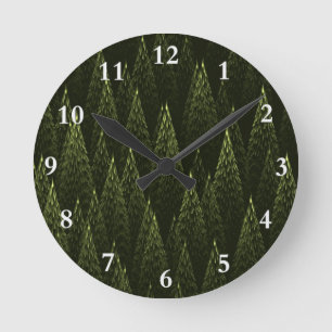 Horloge Ronde Forêt de conifères fractale