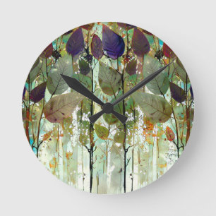 Horloge Ronde Forêt feuillue d'Artsy conception unisex