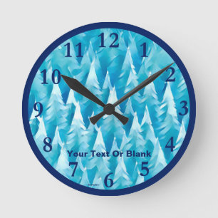 Horloge Ronde Forêt fractale bleue
