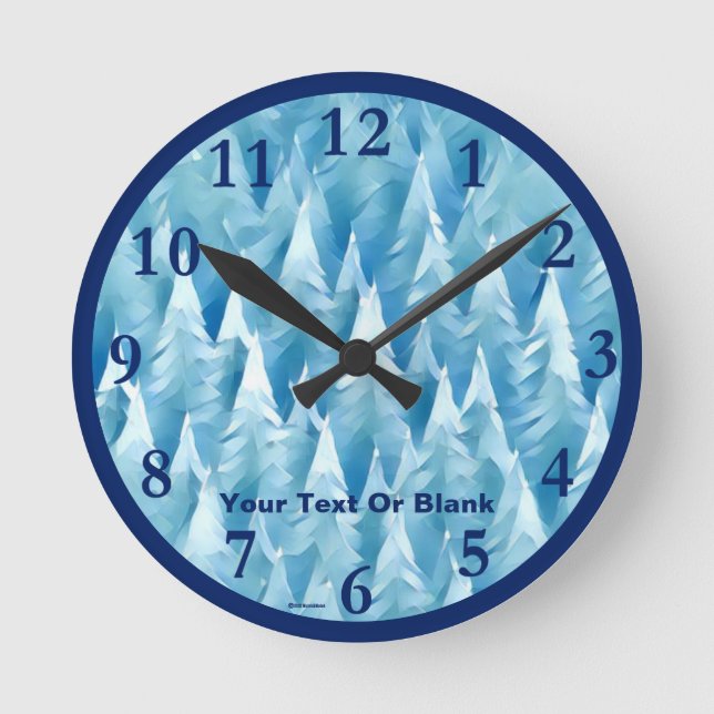 Horloge Ronde Forêt fractale bleue (Recto)