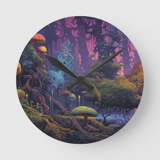 Horloge Ronde Forêt Trippy avec étrange (Recto)