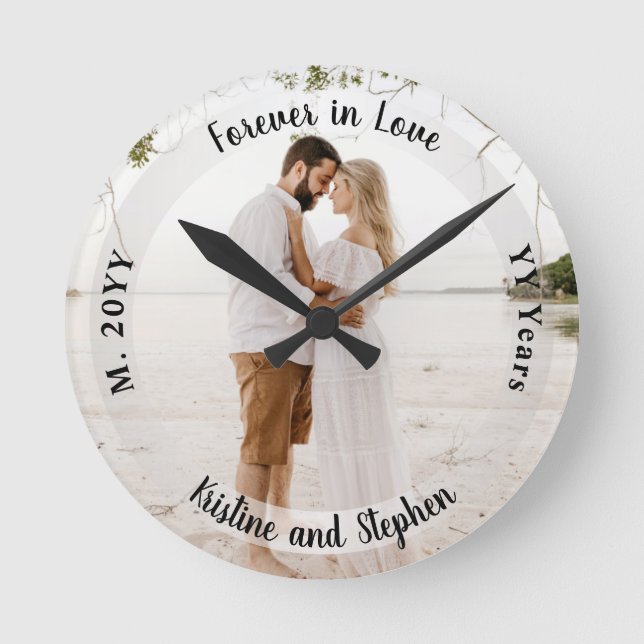 Horloge Ronde Forever in Love Mariage Anniversaire Photo (Recto)