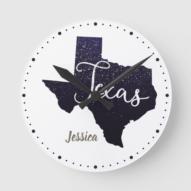 Horloge Ronde Forme d'état des étoiles de nuit Texas (Recto)