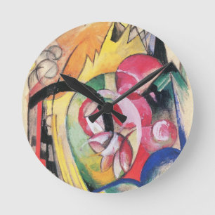 Horloge Ronde Formes Abstraites (alias Fleurs colorées) par Fran