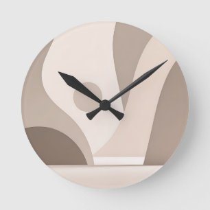 Horloge Ronde Formes Abstraites Organiques Beige Minimaliste