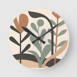 Horloge Ronde Formes botaniques abstraites