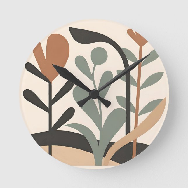 Horloge Ronde Formes botaniques abstraites (Recto)