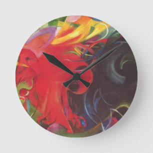 Horloge Ronde Formes de combat par Franz Marc, Art fin vintage