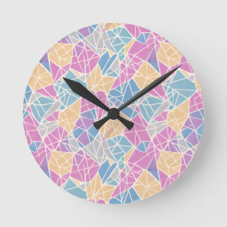 Horloge Ronde Formes et lignes géométriques en couleur pastel