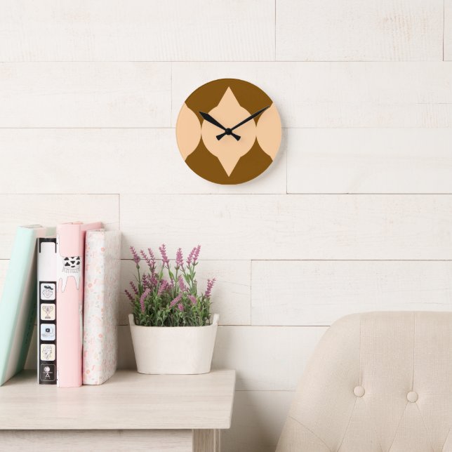 Horloge Ronde Formes géométriques Abstraites Diamant Beige Brown (Salle de lecture)