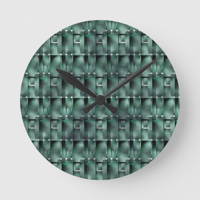 Horloge Ronde Formes rectangulaires en vert foncé et tacheté (Recto)
