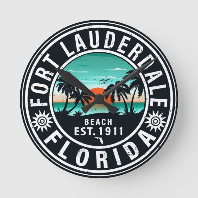 Horloge Ronde Fort Lauderdale Florida Beach Souvenirs tropicaux (Recto)