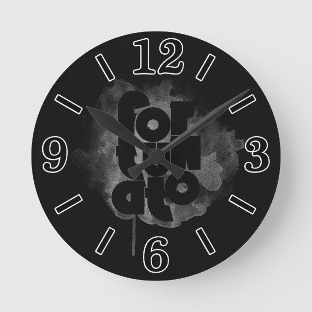 Horloge Ronde Fortunato noir et gris (Recto)