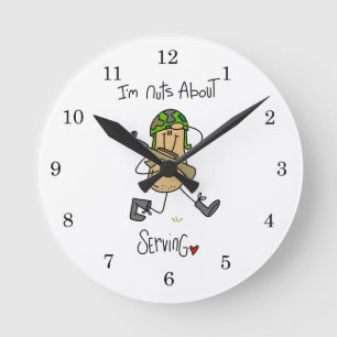Horloge Ronde Fou de Servir T-shirts et Cadeaux