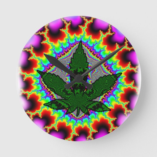 Horloge Ronde Fou Fumée Weed Fun Rasta (Recto)