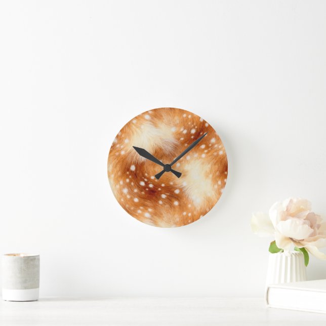 Horloge Ronde Fourrure Douce de Faon Boisée Cosy (Maison)