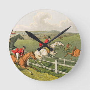 Horloge Ronde Fox Hunting, aquatinted by I. Clark, pub by Thoma