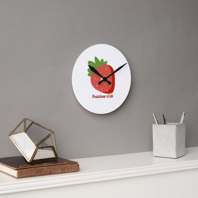 Horloge Ronde Fraise Fraîcheur d'été (Bureau)