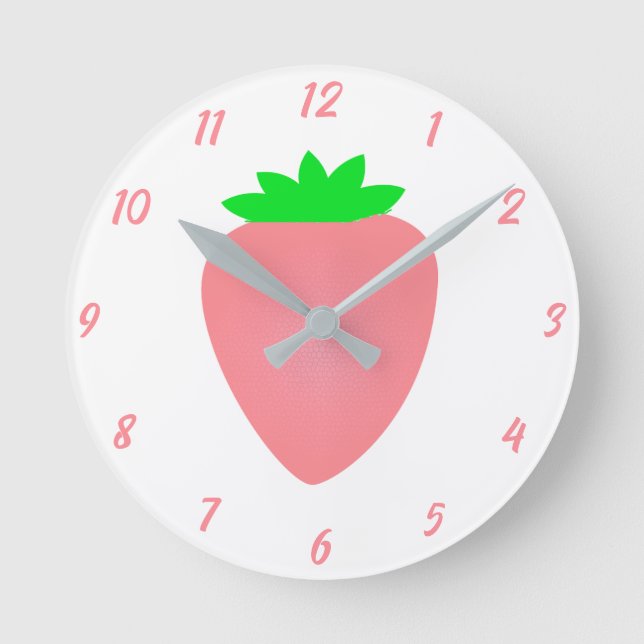 Horloge Ronde Fraise rose Filles Baby Nursery Décor Chambre (Recto)