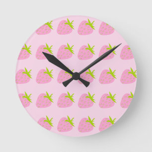 Horloge Ronde Fraises roses