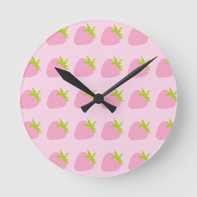 Horloge Ronde Fraises roses (Recto)