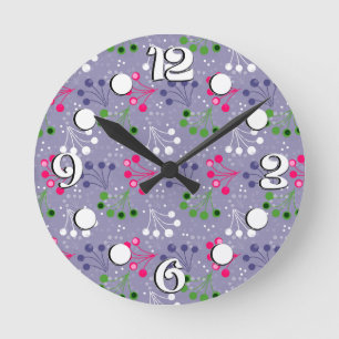 Horloge Ronde Framboise multicolore simple motif rétro années 6