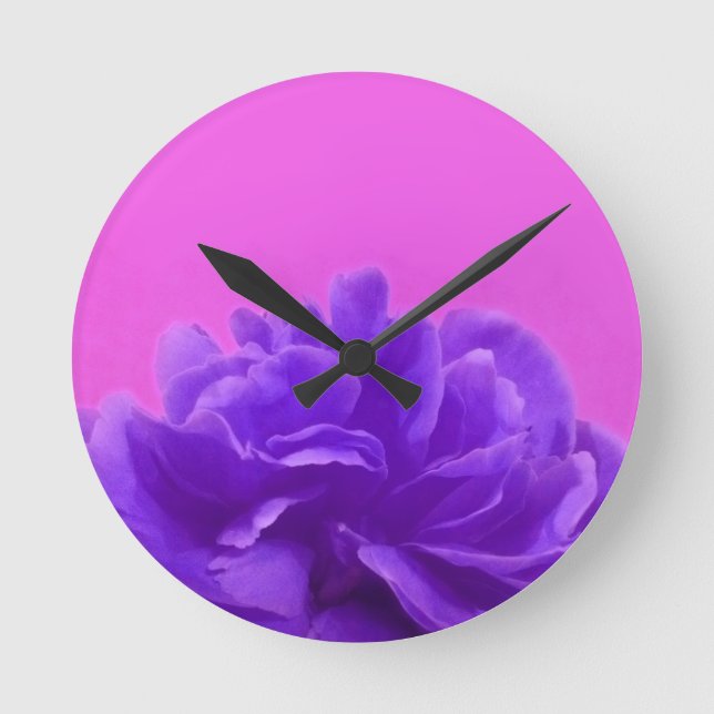 Horloge Ronde Framboise pourpre élégante florale (Recto)