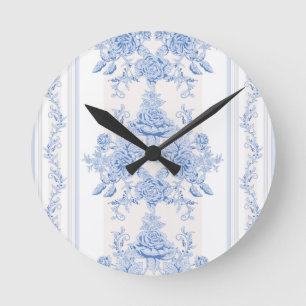 Horloge Ronde Français, chic minable, vintage, bleu-clair,
