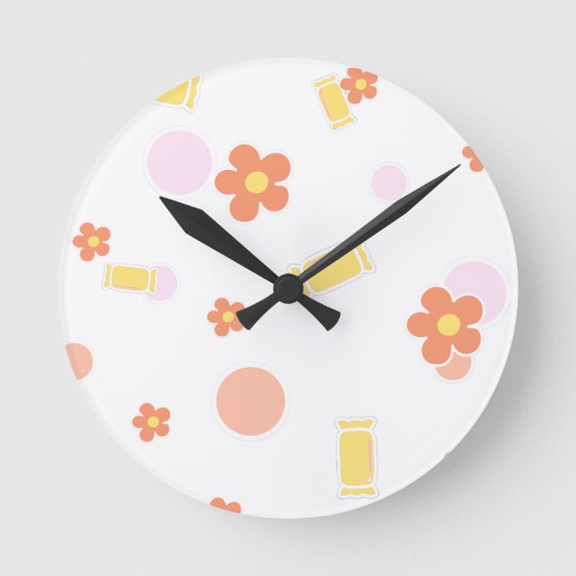 Horloge Ronde friandises et fleurs (Recto)