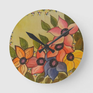 Horloge Ronde Frida Kahlo a peint Flores