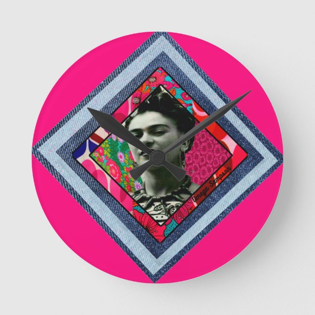 Horloge Ronde Frida Kahlo Retro Denim Diamond (Recto)