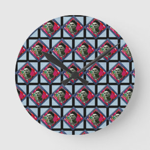 Horloge Ronde Frida Kahlo Retro Pink Denim