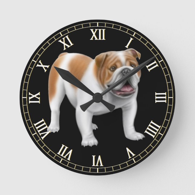 Horloge Ronde Friendly English Bulldog Wall Clock (Recto)