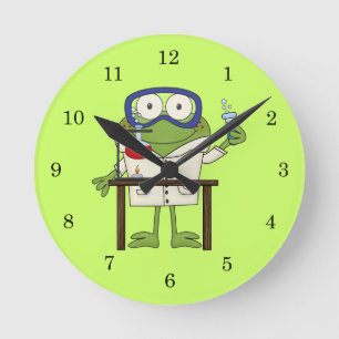 Horloge Ronde Frog in the Science Lab