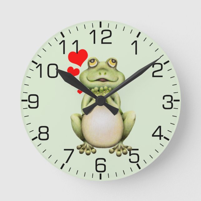 Horloge Ronde Frog Love Drawing Green (Recto)