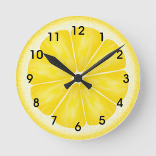 Horloge Ronde Fruit d'agrumes de citron jaune