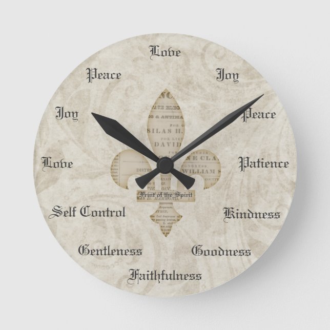 Horloge Ronde Fruit of the Spirit Christian Virtues (Recto)