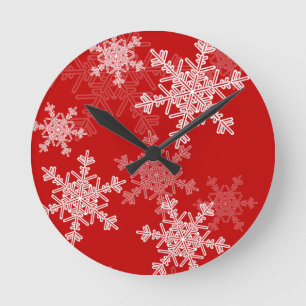 Horloge Ronde Fruits de Noël rouge et blanc